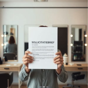 een persoon die een sollicitatiebrief omhoog houdt